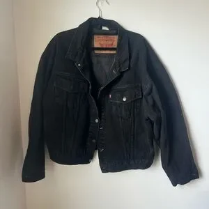 90’S LEVIS 70598 4159 BLACK DENIM JACKET Vintage Levi's Faded Black Denim Trucker Jacket XXL Mens